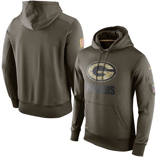 Men's Green Bay Packers Nike Olive Salute To Service KO Performance Hoodie Men's Green Bay Packers Nike Olive Salute To Service KO Performance Hoodie
