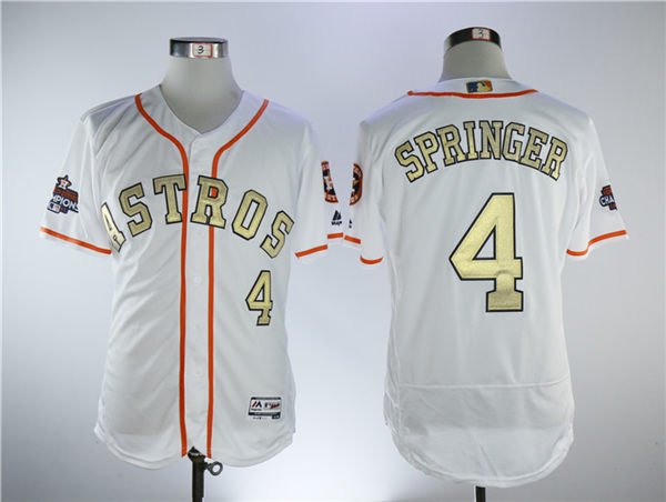 Men's Houston Astros #4 George Springer White Gold Program Flexbase Stitched MLB Jersey Men's Houston Astros #4 George Springer White Gold Program Flexbase Stitched MLB Jersey