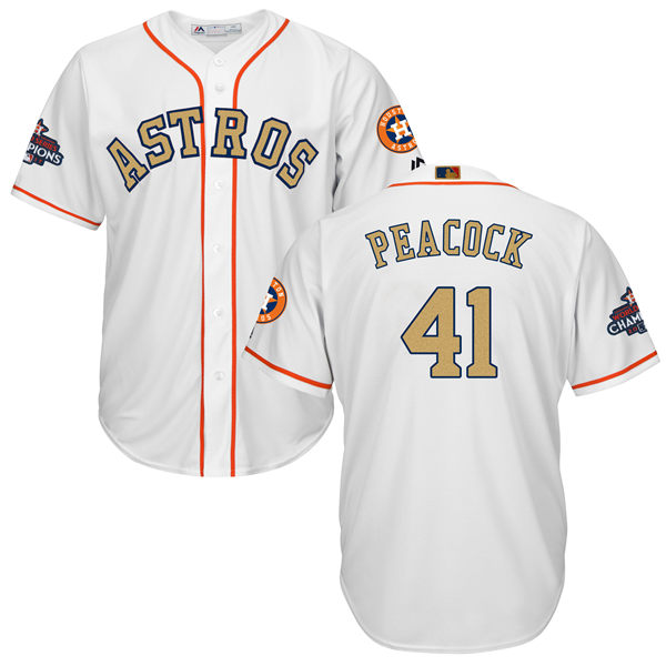 Men's Houston Astros #41 Brad Peacock White 2018 Gold Program Cool Base Stitched MLB Jersey Men's Houston Astros #41 Brad Peacock White 2018 Gold Program Cool Base Stitched MLB Jersey