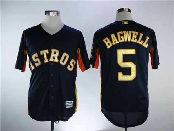 Men's Houston Astros #5 Jeff Bagwell Navy Blue New Gold Program Flexbase Stitched MLB Jersey Men's Houston Astros #5 Jeff Bagwell Navy Blue New Gold Program Flexbase Stitched MLB Jersey