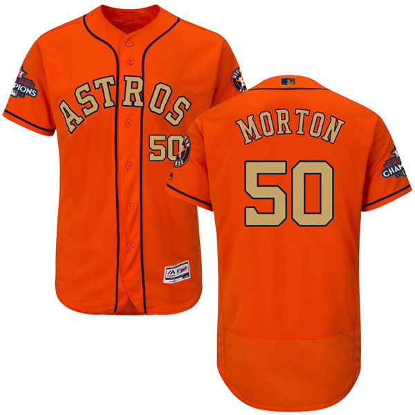 Men's Houston Astros #50 Charlie Morton Orange 2018 Gold Program Flexbase Stitched MLB Jersey Men's Houston Astros #50 Charlie Morton Orange 2018 Gold Program Flexbase Stitched MLB Jersey