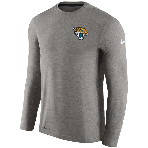 Men's Jacksonville Jaguars Nike Charcoal Coaches Long Sleeve Performance T-Shirt Men's Jacksonville Jaguars Nike Charcoal Coaches Long Sleeve Performance T-Shirt