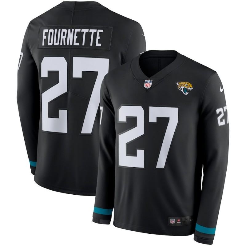 Men's Jaguars #27 Leonard Fournette Black Team Color Men's Stitched NFL Limited Therma Long Sleeve Jersey