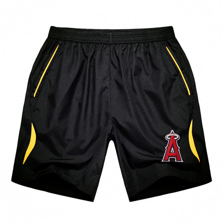 Men's Los Angeles Angels Of Anaheim Black Gold Stripe MLB Shorts Men's Los Angeles Angels Of Anaheim Black Gold Stripe MLB Shorts