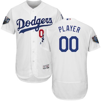 Men's Los Angeles Dodgers Majestic White 2018 World Series Flex Base Custom Jersey Men's Los Angeles Dodgers Majestic White 2018 World Series Flex Base Custom Jersey