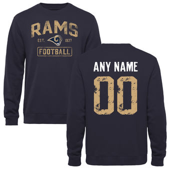 Men's Los Angeles Rams Navy Distressed Custom Name & Number Sweatshirt Men's Los Angeles Rams Navy Distressed Custom Name & Number Sweatshirt