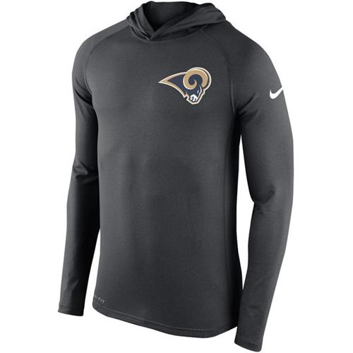Men's Los Angeles Rams Nike Charcoal Stadium Touch Hooded Performance Long Sleeve T-Shirt Men's Los Angeles Rams Nike Charcoal Stadium Touch Hooded Performance Long Sleeve T-Shirt