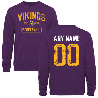 Men's Minnesota Vikings Purple Distressed Custom Name & Number Pullover Sweatshirt Men's Minnesota Vikings Purple Distressed Custom Name & Number Pullover Sweatshirt