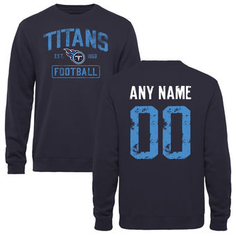 Men's Navy Tennessee Titans Distressed Custom Name & Number Pullover Sweatshirt Men's Navy Tennessee Titans Distressed Custom Name & Number Pullover Sweatshirt