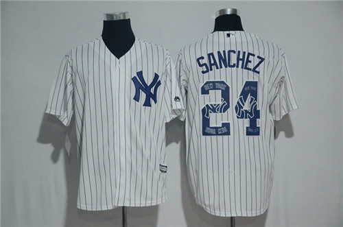 Men's New York Yankees #24 Gary Sanchez Majestic White 2017 Color Printing Cool Base Jersey
