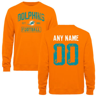 Men's Orange Miami Dolphins Distressed Custom Name & Number Pullover Sweatshirt Men's Orange Miami Dolphins Distressed Custom Name & Number Pullover Sweatshirt