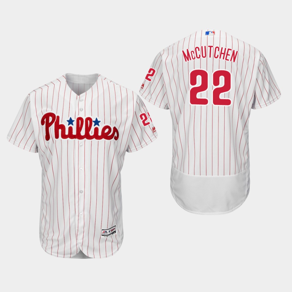Men's Philadelphia Phillies #22 Andrew McCutchen White Scarlet FlexBase Jersey Men's Philadelphia Phillies #22 Andrew McCutchen White Scarlet FlexBase Jersey