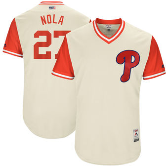 Men's Philadelphia Phillies Aaron Nola Nola Majestic Tan 2017 Players Weekend Authentic Jersey