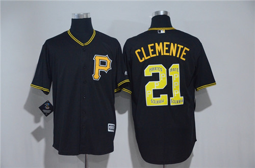 Men's Pittsburgh Pirates #21 Roberto Clemente Majestic Black?2017 Color Printing Cool Base Jersey