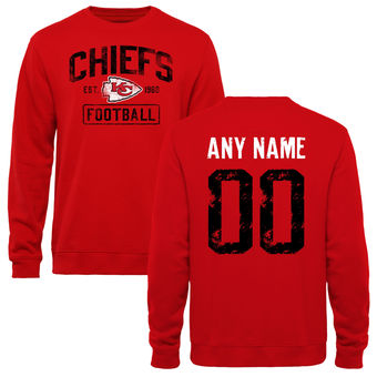 Men's Red Kansas City Chiefs Distressed Custom Name & Number Pullover Sweatshirt Men's Red Kansas City Chiefs Distressed Custom Name & Number Pullover Sweatshirt