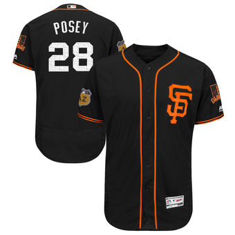 Men's San Francisco Giants Buster Posey Majestic Black 2017 Spring Training Authentic FlexBase Player Jersey