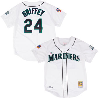 Men's Seattle Mariners Ken Griffey Jr Mitchell & Ness White Authentic Jersey Men's Seattle Mariners Ken Griffey Jr Mitchell & Ness White Authentic Jersey