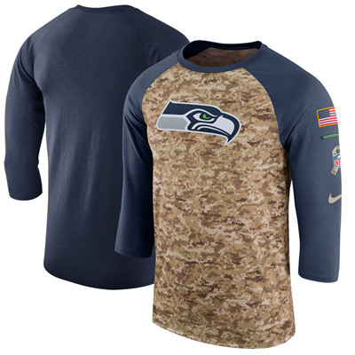 Men's Seattle Seahawks Nike Camo College Navy Salute to Service Sideline Legend Performance Three-Quarter Sleeve T-Shirt Men's Seattle Seahawks Nike Camo College Navy Salute to Service Sideline Legend Performance Three-Quarter Sleeve T-Shirt