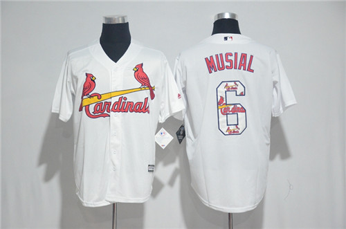 Men's St. Louis Cardinals #6 Stan Musial Majestic White 2017 Color Printing Cool Base Jersey Men's St. Louis Cardinals #6 Stan Musial Majestic White 2017 Color Printing Cool Base Jersey