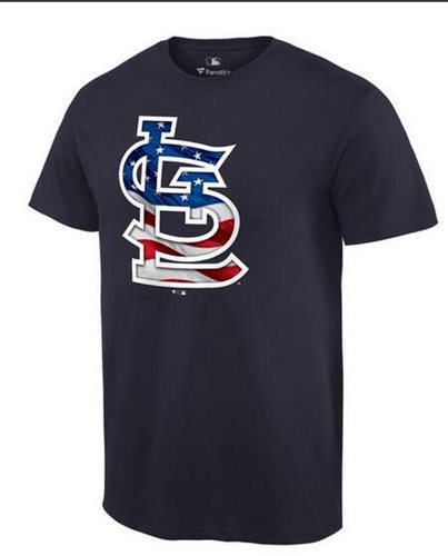 Men's St.Louis Cardinals USA Flag Fashion T-Shirt Navy Blue Men's St.Louis Cardinals USA Flag Fashion T-Shirt Navy Blue