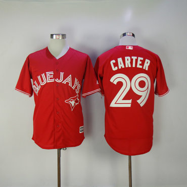 Men's Toronto Blue Jays Joe Carter Majestic Scarlet  Fashion Canada Day Cool Base Authentic Team Jersey