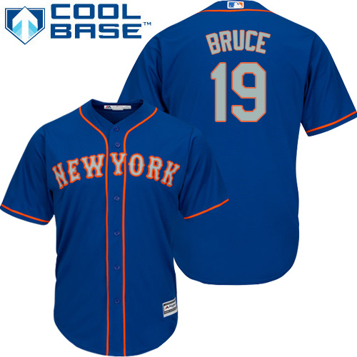 Mets #19 Jay Bruce Blue(Grey NO.) Cool Base Stitched Youth MLB Jersey