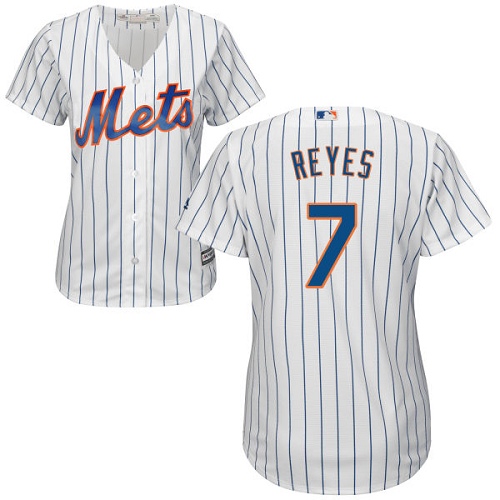 Mets #7 Jose Reyes White(Blue Strip) Home Women's Stitched MLB Jersey Mets #7 Jose Reyes White(Blue Strip) Home Women's Stitched MLB Jersey