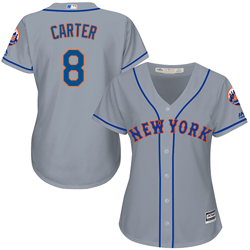 Mets #8 Gary Carter Grey Road Women's Stitched MLB Jersey Mets #8 Gary Carter Grey Road Women's Stitched MLB Jersey