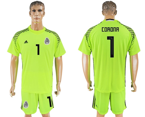 Mexico #1 Corona Shiny Green Goalkeeper Soccer Country Jersey Mexico #1 Corona Shiny Green Goalkeeper Soccer Country Jersey