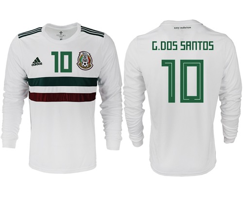 Mexico #10 G.Dos Santos Away Long Sleeves Soccer Country Jersey Mexico #10 G.Dos Santos Away Long Sleeves Soccer Country Jersey