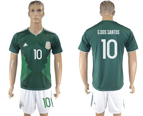 Mexico #10 G.Dos Santos Green Home Soccer Country Jersey Mexico #10 G.Dos Santos Green Home Soccer Country Jersey
