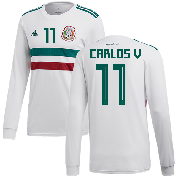 Mexico #11 Carlos V Away Long Sleeves Soccer Country Jersey Mexico #11 Carlos V Away Long Sleeves Soccer Country Jersey