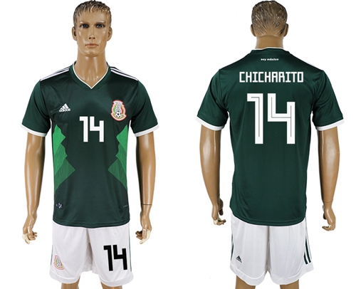 Mexico #14 Chicharito Green Home Soccer Country Jersey Mexico #14 Chicharito Green Home Soccer Country Jersey