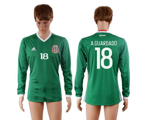 Mexico #18 A.Guardado Home Long Sleeves Soccer Country Jersey Mexico #18 A.Guardado Home Long Sleeves Soccer Country Jersey