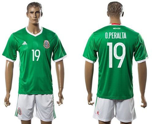Mexico #19 O.Peralta Green Home Soccer Country Jersey Mexico #19 O.Peralta Green Home Soccer Country Jersey