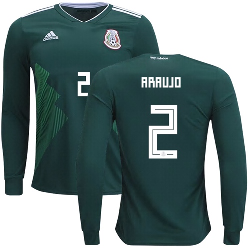 Mexico #2 Araujo Home Long Sleeves Soccer Country Jersey Mexico #2 Araujo Home Long Sleeves Soccer Country Jersey