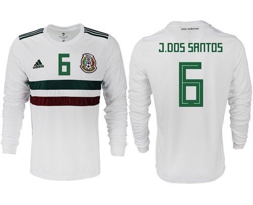 Mexico #6 J.Dos Santos Away Long Sleeves Soccer Country Jersey Mexico #6 J.Dos Santos Away Long Sleeves Soccer Country Jersey