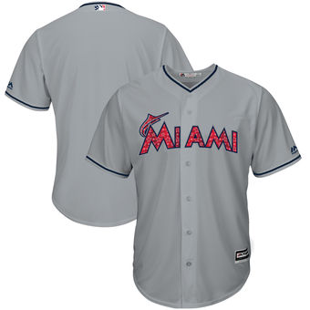 Miami Marlins Majestic 2017 Stars & Stripes Cool Base Team Jersey - Gray Miami Marlins Majestic 2017 Stars & Stripes Cool Base Team Jersey - Gray