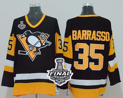Mitchell&Ness Penguins #35 Tom Barrasso Black 2017 Stanley Cup Final Patch Stitched NHL Jersey Mitchell&Ness Penguins #35 Tom Barrasso Black 2017 Stanley Cup Final Patch Stitched NHL Jersey