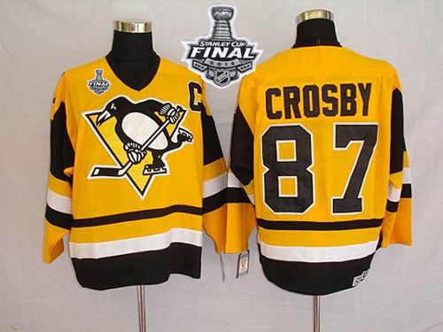 Mitchell&Ness Penguins #87 Sidney Crosby Yellow 2016 Stanley Cup Final Patch Stitched NHL Jersey Mitchell&Ness Penguins #87 Sidney Crosby Yellow 2016 Stanley Cup Final Patch Stitched NHL Jersey