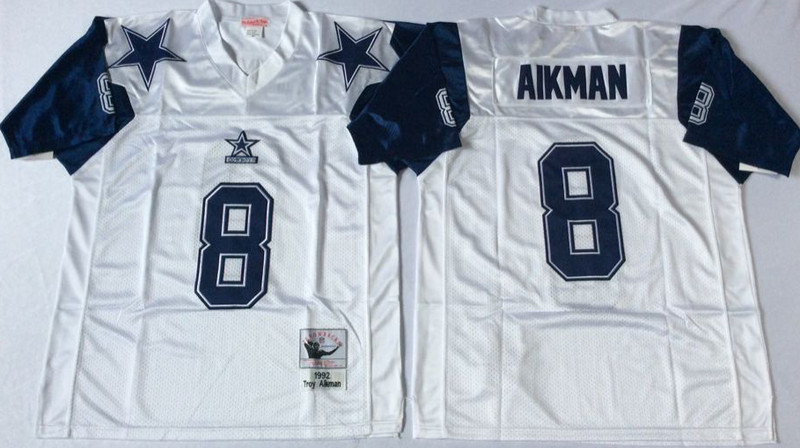 Mitchell&Ness cowboys #8 Troy Aikman white Throwback Stitched NFL Jersey Mitchell&Ness cowboys #8 Troy Aikman white Throwback Stitched NFL Jersey