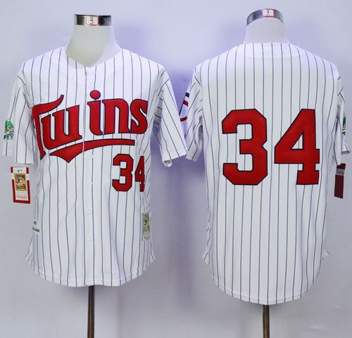 Mitchell And Ness 1991 Twins #34 Kirby Puckett White(Blue Strip) Throwback Stitched MLB Jersey Mitchell And Ness 1991 Twins #34 Kirby Puckett White(Blue Strip) Throwback Stitched MLB Jersey