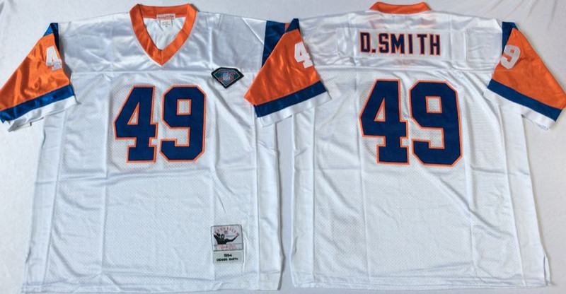 Mitchell And Ness Broncos ##49 Dennis Smith white Throwback Stitched NFL Jersey Mitchell And Ness Broncos ##49 Dennis Smith white Throwback Stitched NFL Jersey