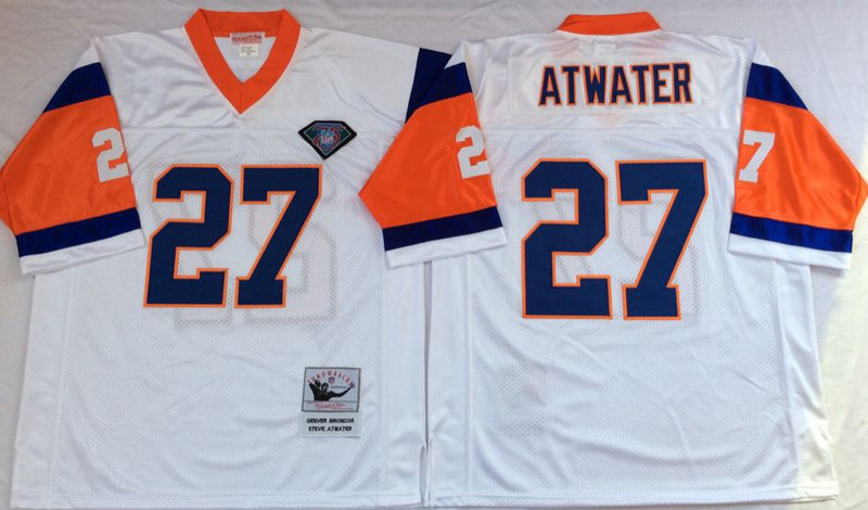 Mitchell And Ness Broncos  #27 knowshon moreno white Throwback Stitched NFL Jersey