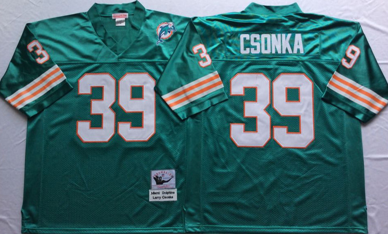 Mitchell And Ness Dolphins  #39 Larry Csonka green Throwback Stitched NFL Jersey