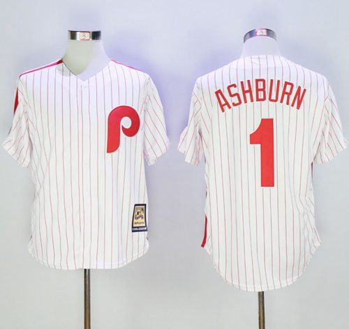 Mitchell And Ness Phillies #1 Richie Ashburn White Strip Throwback Stitched MLB Jersey Mitchell And Ness Phillies #1 Richie Ashburn White Strip Throwback Stitched MLB Jersey