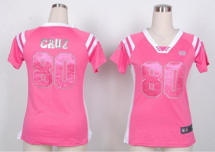 NEW New York Giants #80 Victor Cruz Women Draft Him Shimmer V-Neck T-Shirt - Pink NEW New York Giants #80 Victor Cruz Women Draft Him Shimmer V-Neck T-Shirt - Pink