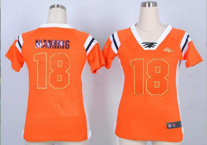 NEW Women Jerseys Denver Broncos 18 Peyton Manning Orange(fashion Rhinestone sequins) NEW Women Jerseys Denver Broncos 18 Peyton Manning Orange(fashion Rhinestone sequins)