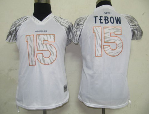 NFL Denver Broncos 15 Tebow white Women Zebra Field Flirt Fashion Jersey NFL Denver Broncos 15 Tebow white Women Zebra Field Flirt Fashion Jersey