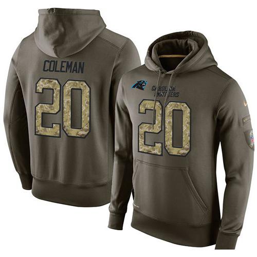 NFL Men's Nike Carolina Panthers #20 Kurt Coleman Stitched Green Olive Salute To Service KO Performance Hoodie NFL Men's Nike Carolina Panthers #20 Kurt Coleman Stitched Green Olive Salute To Service KO Performance Hoodie
